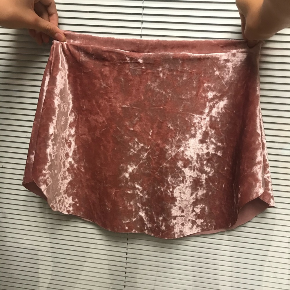 Pink crushed velvet SAB style skirt